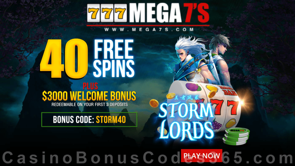 Mega7s Casino 40 FREE RTG Storm Lords Spins Exclusive No Deposit Sign Up Promo