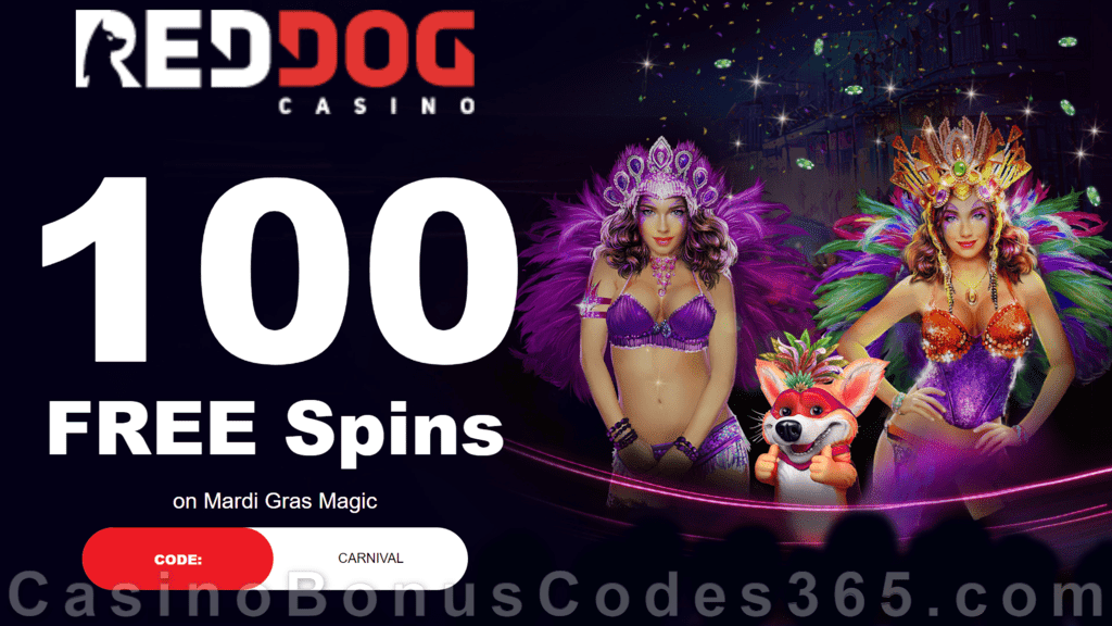 Red Dog Casino 100 FREE Spins on Mardi Gras Magic Special Deposit Offer