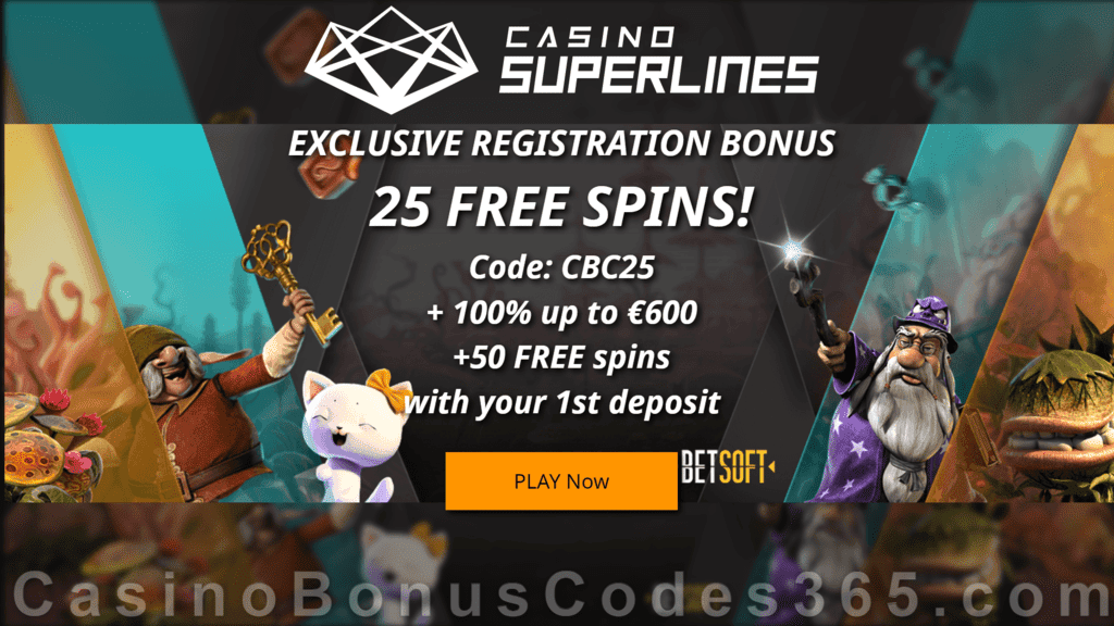 Casino Superlines Exclusive 25 FREE Spins No Deposit Welcome Deal