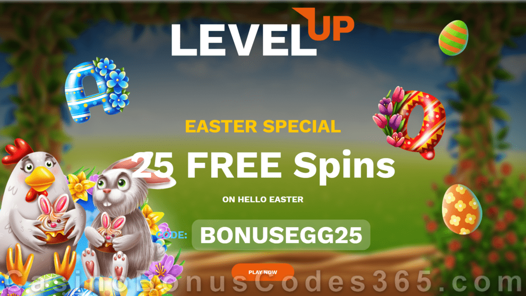 LevelUp Casino 15 FREE BGAMING Hello Easter Spins No Deposit Special Deal for Easter