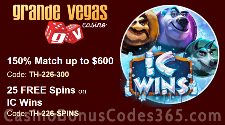 Grande Vegas Casino 150% up to $300 Bonus plus 25 FREE RTG RTG Cleopatra's Gold Spins Special Offer