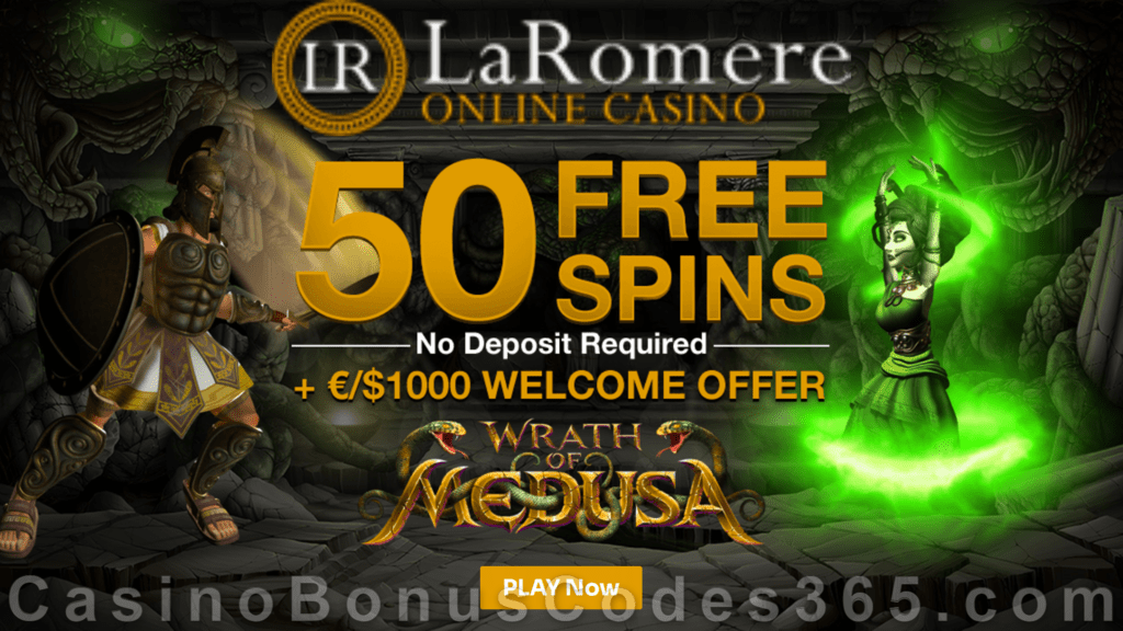 LaRomere Casino Exclusive 50 FREE Spins on Rival Wrath of Medusa No Deposit Sign Up Offer