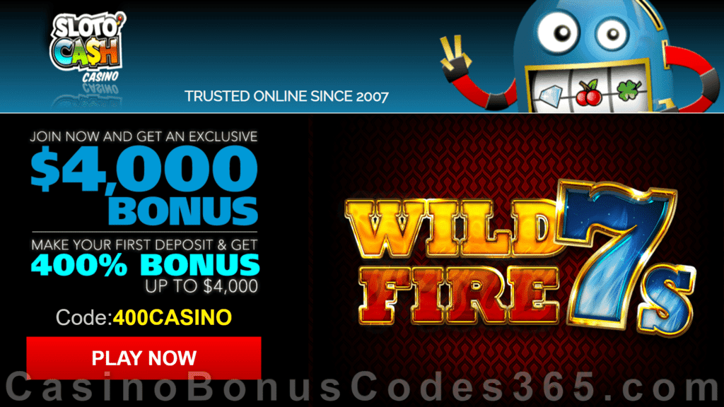 SlotoCash Casino RTG Wild Fire 7s 400% Welcome Bonus