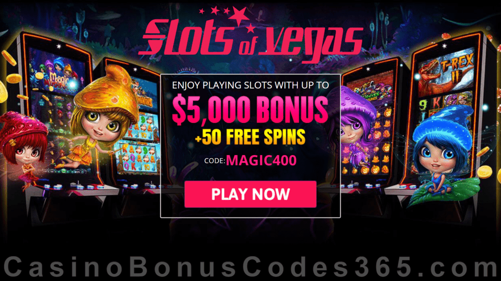 Slots of Vegas $5000 Bonus plus 50 FREE RTG Magic Mushroom Spins Welcome Package