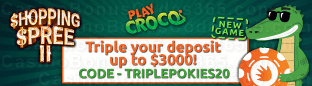 PlayCroco RTG Triple your Deposit plus 60 FREE Spins Special New Players Sign Up Bonus