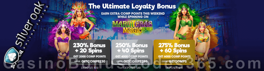 Silver Oak Online Casino The Ultimate Loyalty Weekend Bonuses RTG Mardi Gras Magic