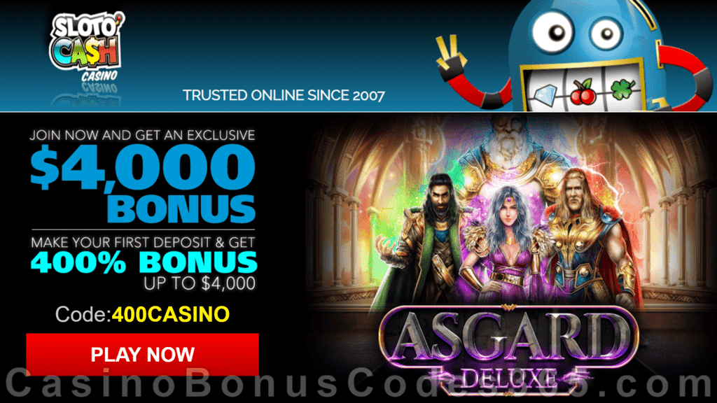 SlotoCash Casino RTG Asgard Deluxe 400% Welcome Bonus