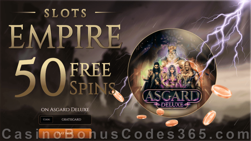 Slots Empire 50 FREE Spins on Asgard Deluxe New RTG Game Special New Players Offer