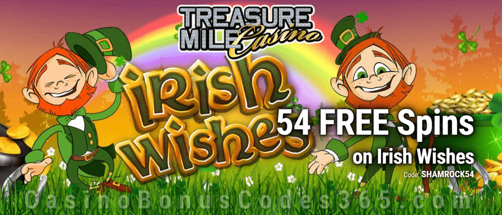 Treasure Mile Casino Exclusive 54 FREE Spins on Saucify Irish Wishes