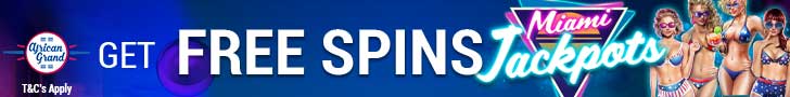 African Grand Online Casino New RTG Game 25 FREE Miami Jackpots Spins and 220% Match Bonus plus 25 FREE Spins Sign Up Deal