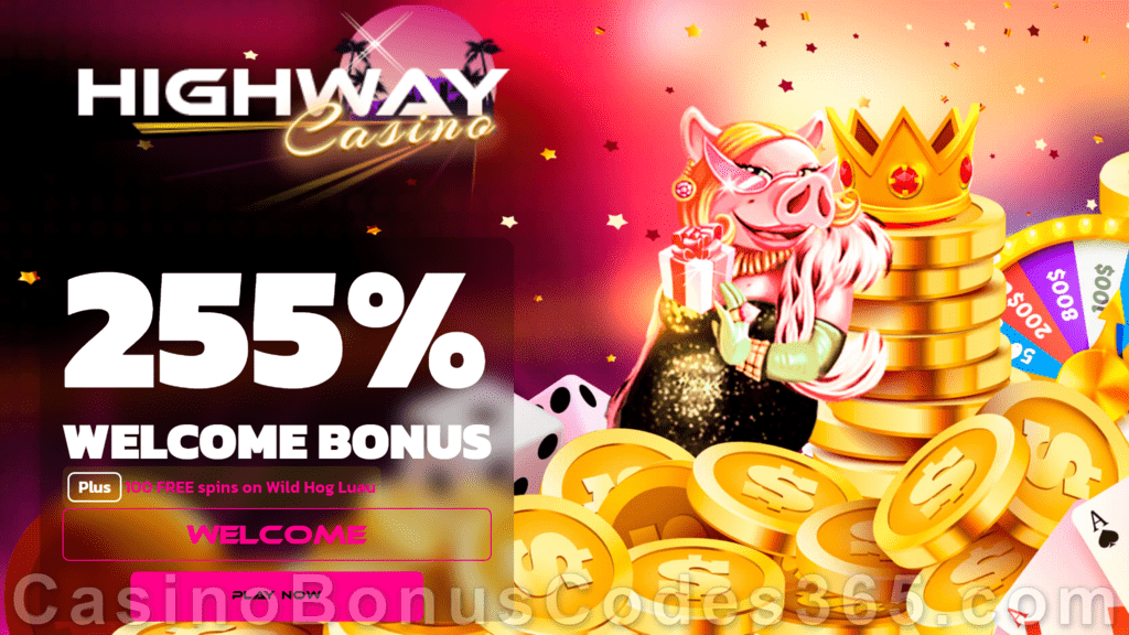 Highway Casino 50 FREE RTG Wild Hog Luau Spins No Deposit New Players Promo
