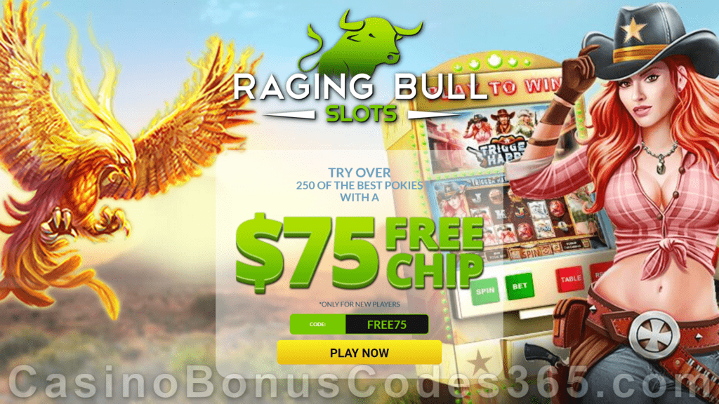 Raging Bull Casino $75 FREE Chip Welcome No Deposit Deal