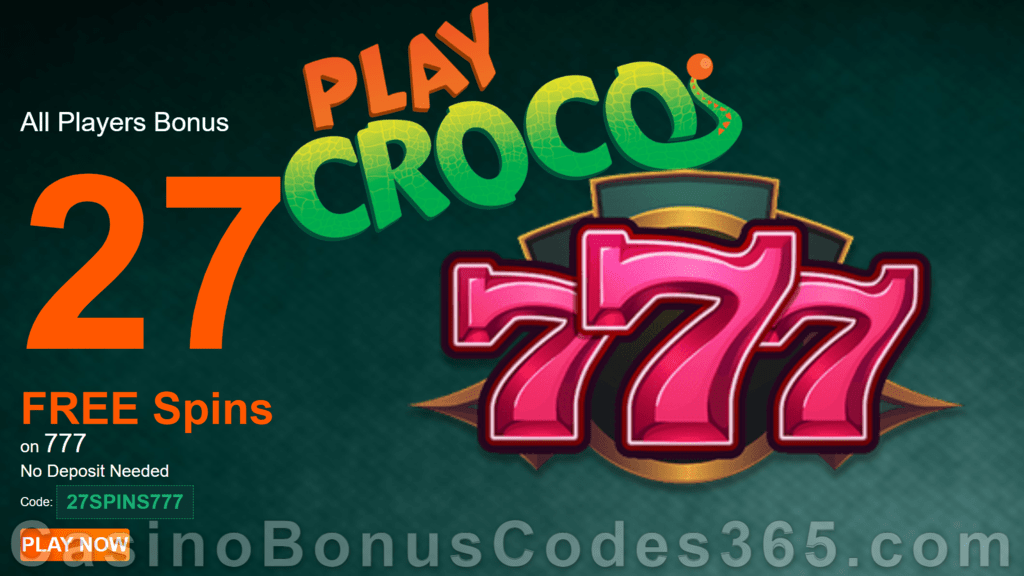 PlayCroco 27 FREE RTG 777 Spins Special Xmas 2020 All Players No Deposit Promo