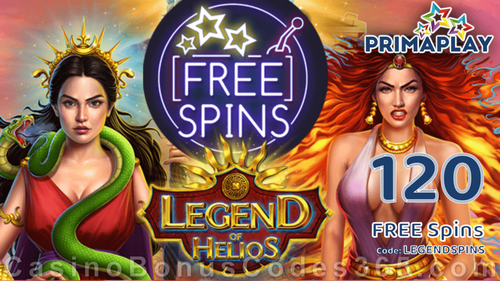 Prima Play Legend of Helios 120 FREE Spins Special New RTG Game Deal