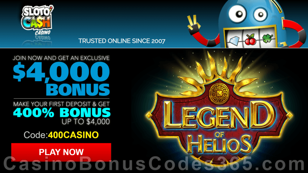 SlotoCash Casino RTG Legend of Helios 400% Welcome Bonus