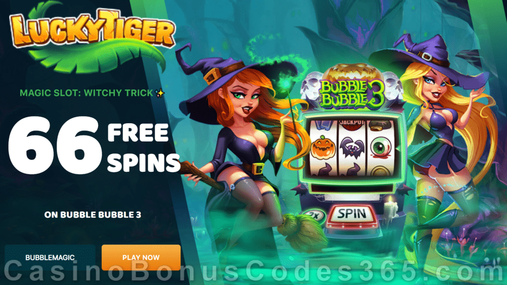 Lucky Tiger Casino 66 FREE Spins on Bubble Bubble 3 Special New RTG Game Sign Up Offer