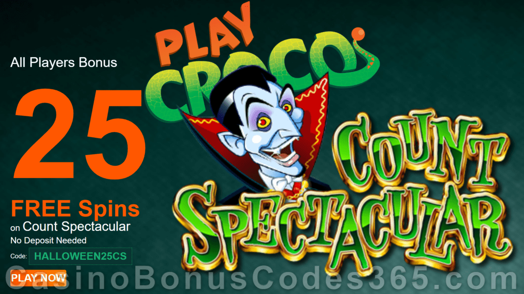 PlayCroco 25 FREE Count Spectacular Spins All Players No Deposit Pack