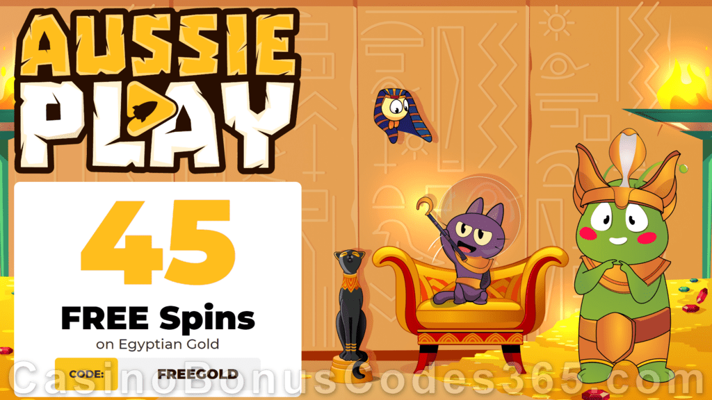 AussiePlay Casino 45 FREE RTG Egyptian Gold Spins Special New Players Offer