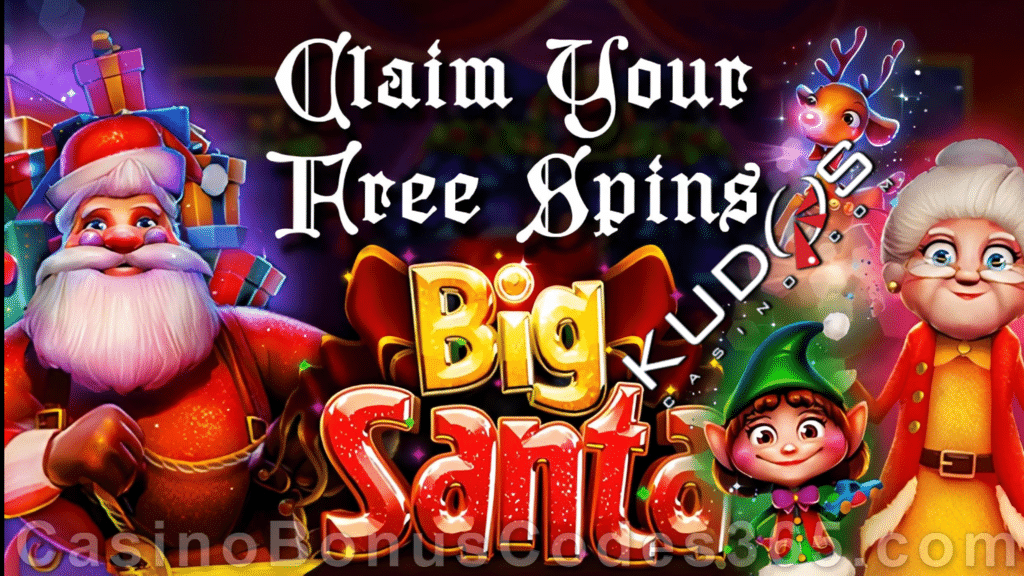 Kudos Casino 45 FREE Spins on Big Santa New RTG Game Special Deal