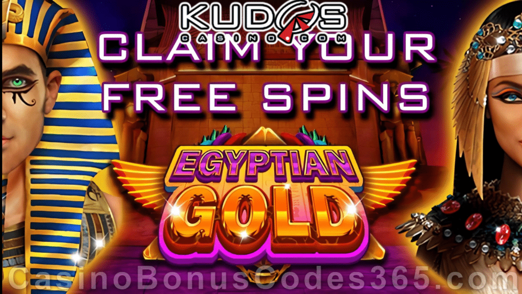 Kudos Casino 38 FREE Spins on Egyptian Gold New RTG Game Special Deal