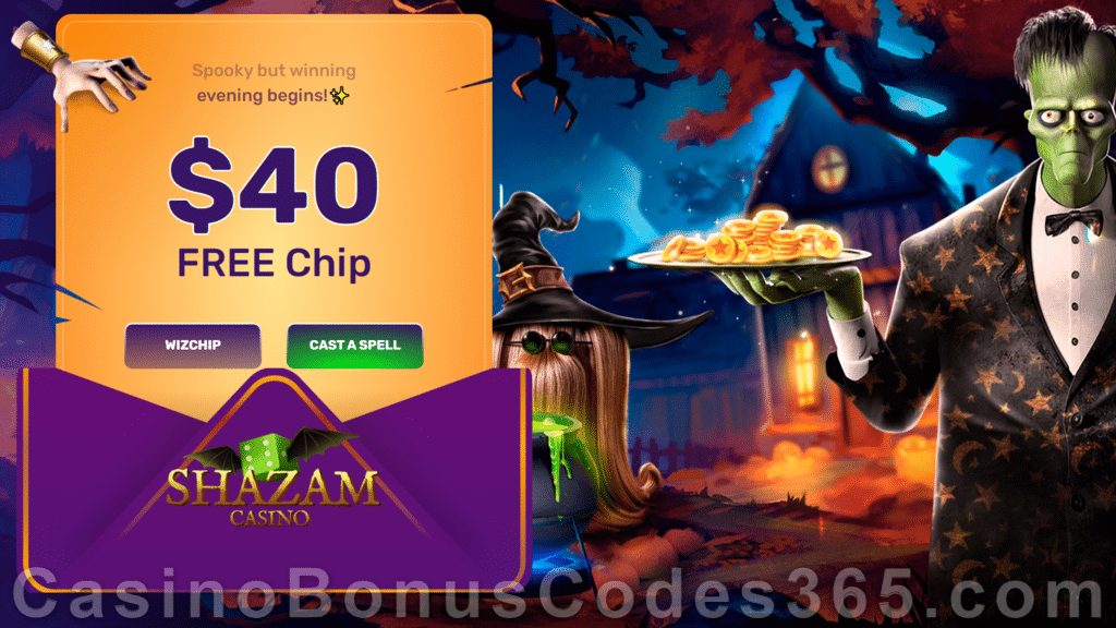 Shazam Casino $40 FREE Chip Special Halloween No Deposit Offer