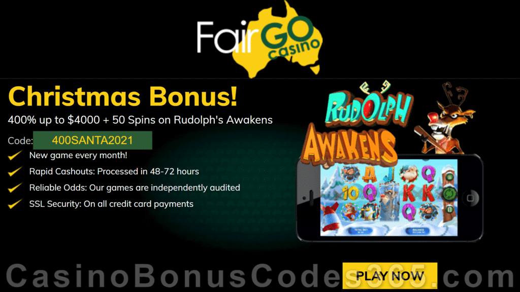 Fair Go Casino New RTG Pokies $1000 Bonus Rudolph Awakens Special Joining Deal