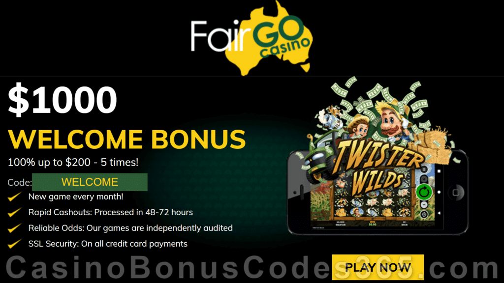 Fair Go Casino New RTG Pokies $1000 Bonus Twister Wilds Special Joining Deal