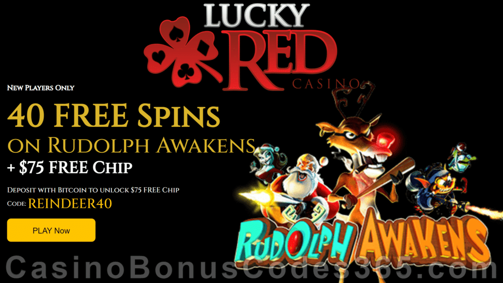 Lucky Red Casino 40 FREE Spins on RTG Rudolph Awakens Exclusive New Players No Deposit Offer