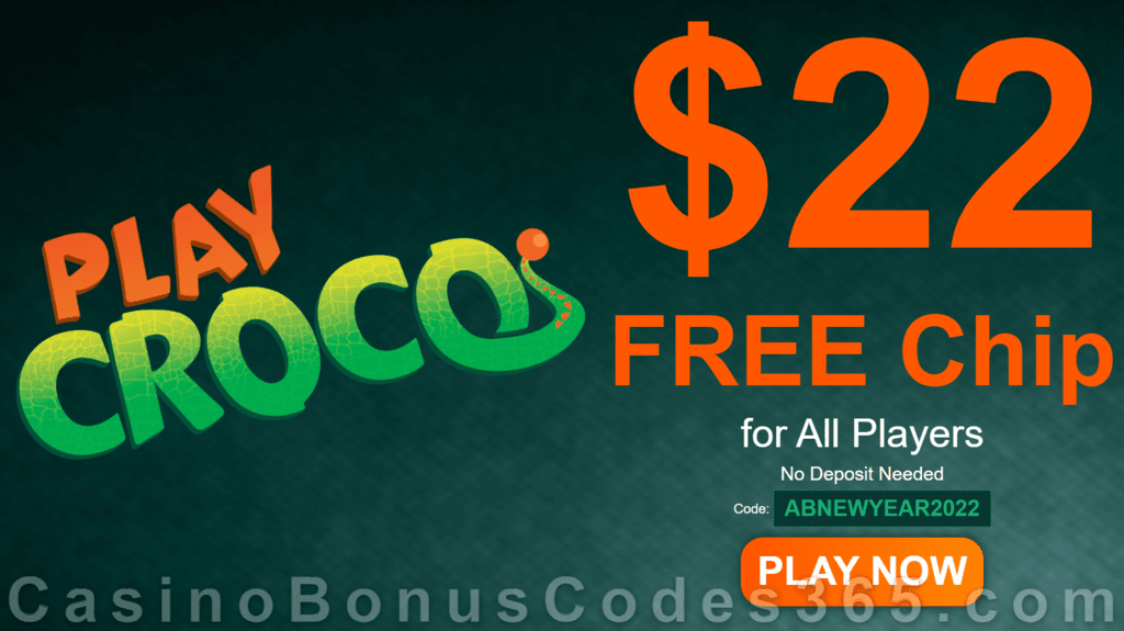 PlayCroco 22 FREE Chip All Players Special No Deposit Offer Casino