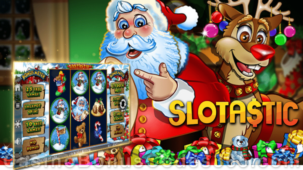 Slotastic Online Casino December Extra FREE Spins on Santastic Daily Offer