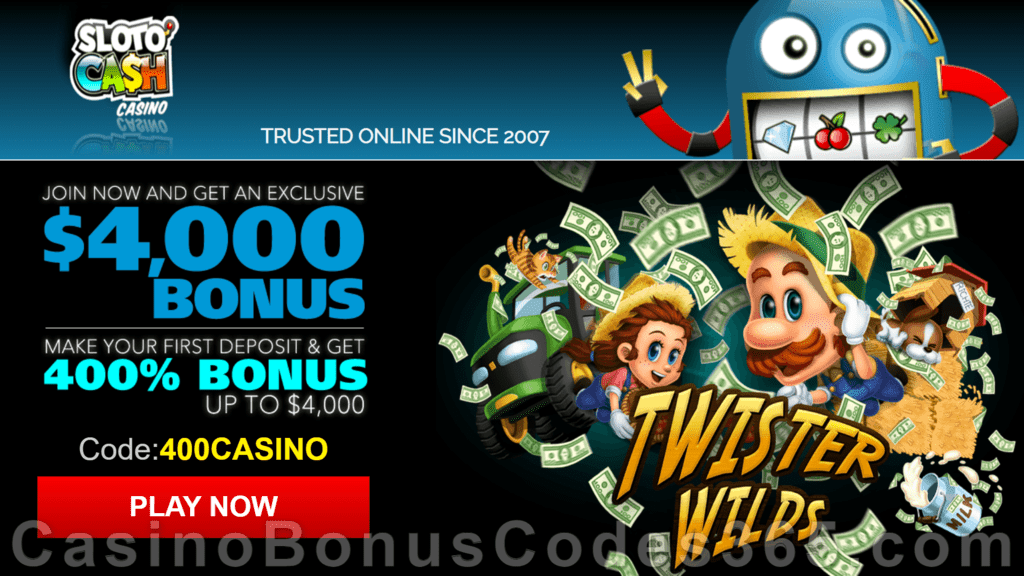 SlotoCash Casino RTG Twister Wilds 400% Welcome Bonus