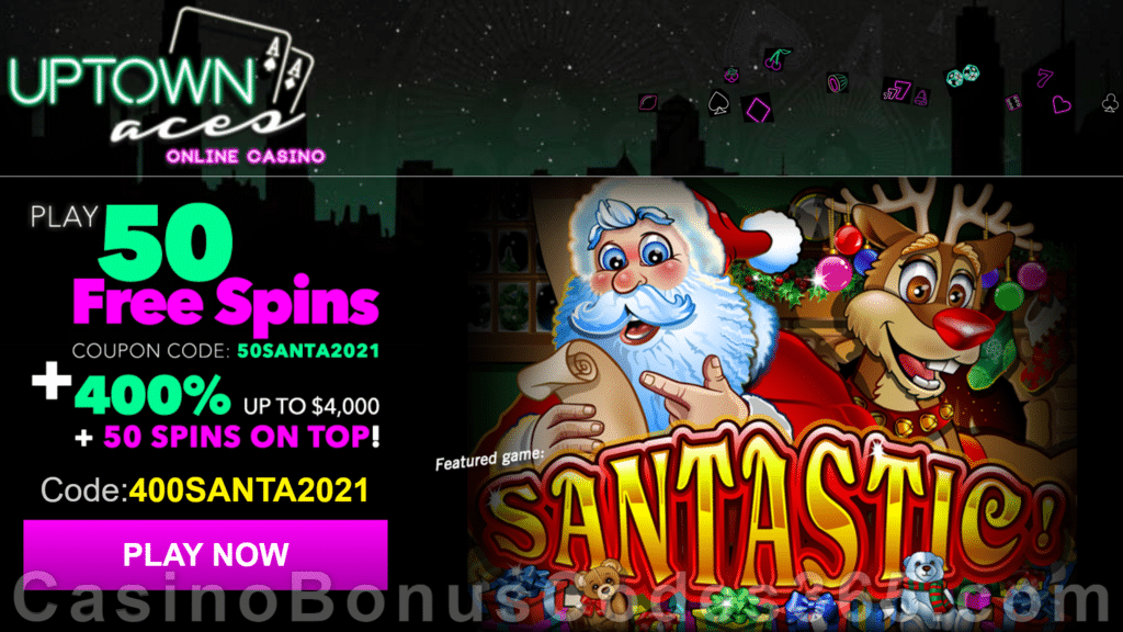 Uptown Aces Santastic New Game 400% Welcome Bonus