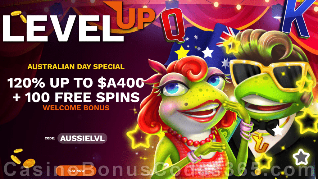 LevelUp Casino 120% Match plus 100 FREE BGAMING Elvis Frog in Vegas Spins Special Halloween New Players Promo