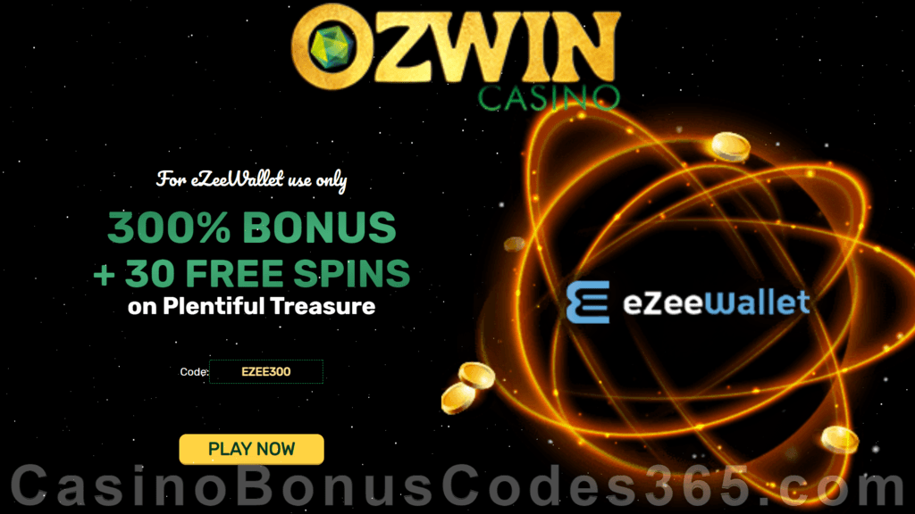 Ozwin Casino 300% Match up to $3000 Bonus plus 30 FREE RTG Plentiful Treasure Spins Special Christmas New Players Deal