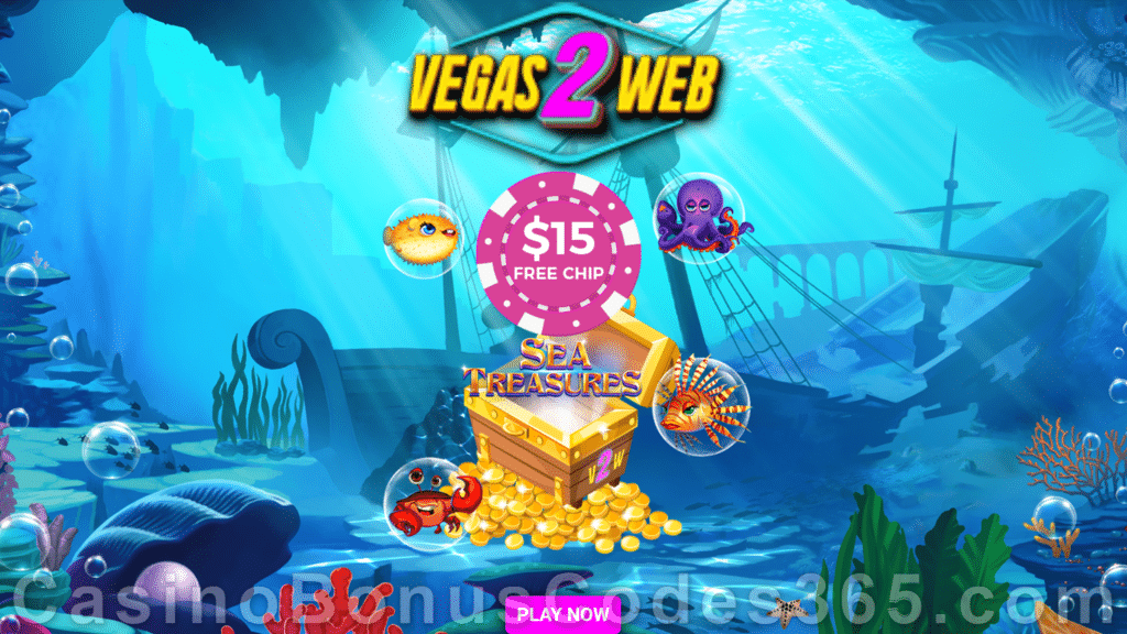 Vegas2Web Casino $10 FREE Rival Gaming Sea Treasures Spins Exclusive No Deposit Offer