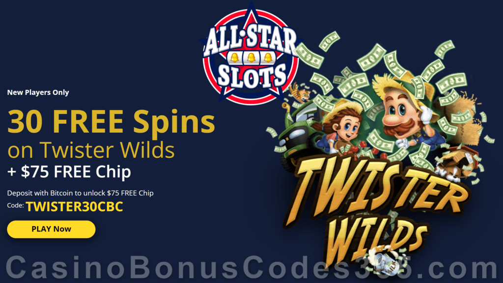 All Star Slots Exclusive 400% Match Bonus plus 30 FREE Spins on RTG Twister Wilds New Players Sign Up Offer