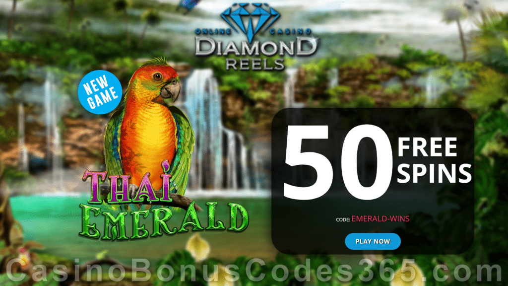 Diamond Reels Casino 50 FREE RTG Thai Emerald Spins Exclusive New Players No Deposit Promotion