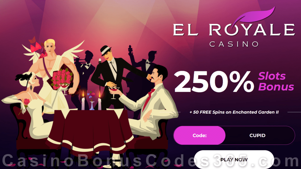 El Royale Casino 250% Match Bonus plus 50 FREE Spins on RTG Mermaid's Pearls St. Valentine's Day Special Deal