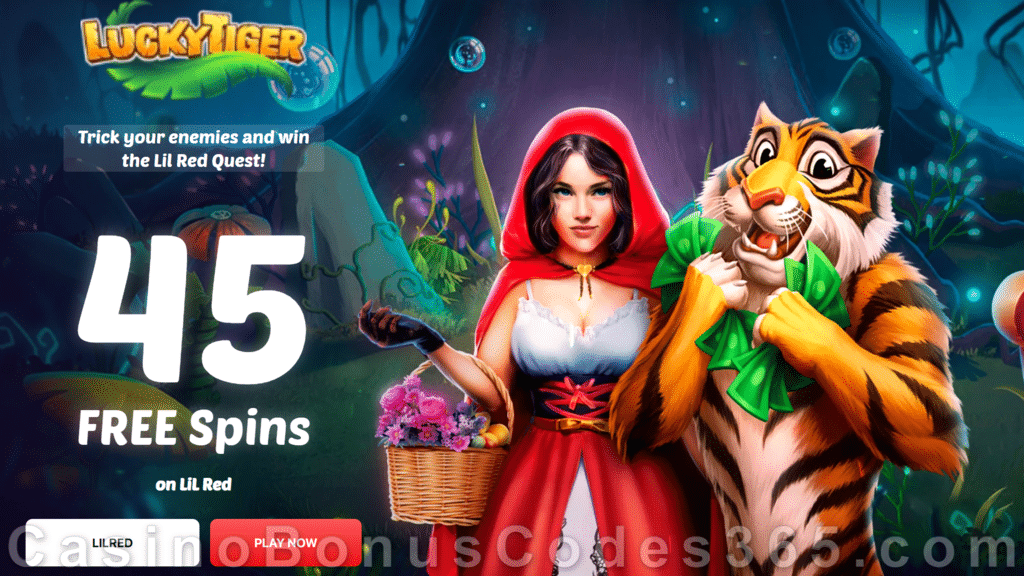 Lucky Tiger Casino 45 FREE Spins on Lil Red Special New RTG Game Sign Up Offer