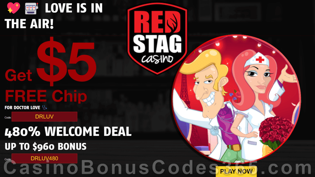 Red Stag Casino 68 FREE Spins on Doctor Love plus 480% Match Bonus Welcome Package