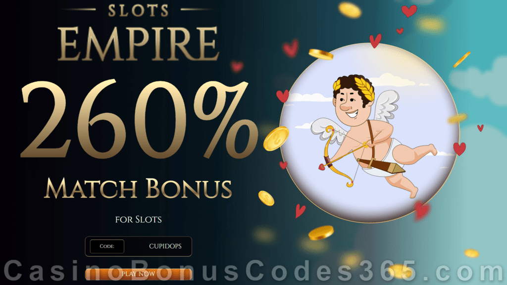 Slots Empire 260% Match Bonus plus 25 FREE RTG Frog Fortunes Spins Special Sign Up Offer