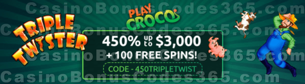 PlayCroco 450% up to $3000 Bonus plus 100 FREE Spins on RTG Enchanted Garden New Players Offer