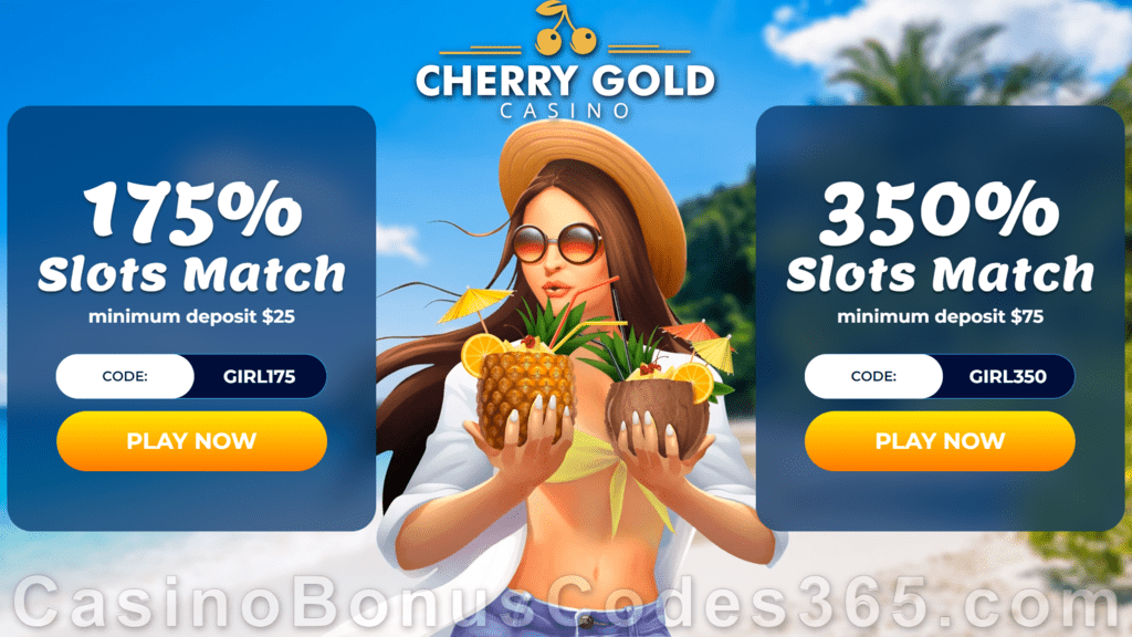 Cherry Gold Casino RTG 350% Match Slots Bonus Welcome Deal