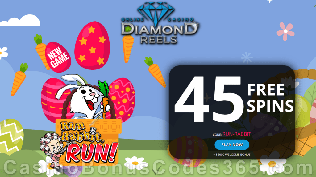 Diamond Reels Casino 45 FREE RTG Run Rabbit Run Spins Exclusive New Players No Deposit Promotion