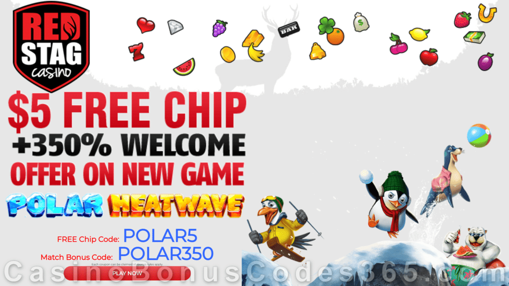 Red Stag Casino 68 FREE Spins on Polar Heatwave plus 350% Match Bonus Welcome Package