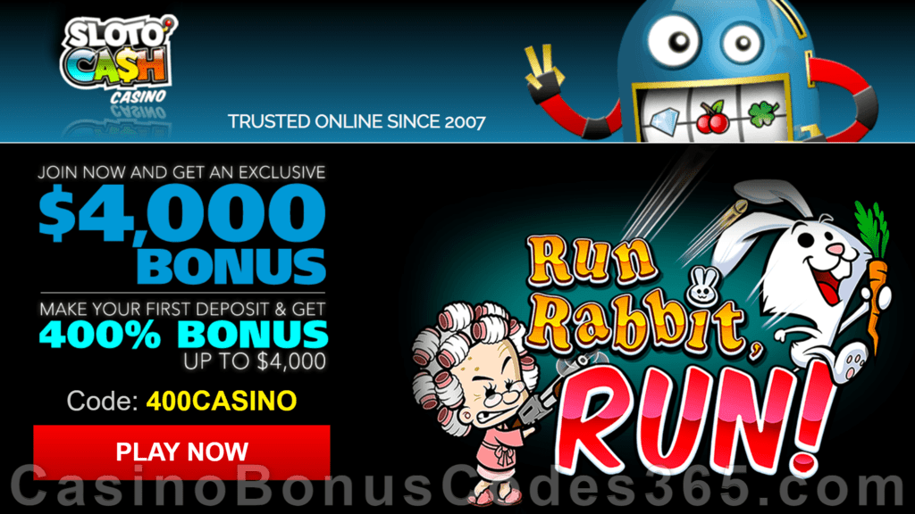 SlotoCash Casino RTG Run Rabbit Run 400% Welcome Bonus