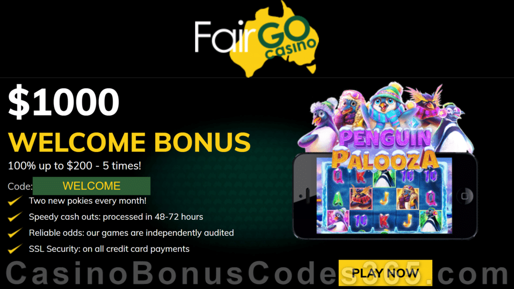 Fair Go Casino New RTG Pokies $1000 Bonus Penguin Palooza Special Joining Deal