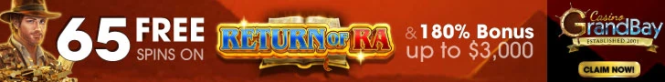 Casino Grand Bay 65 FREE Saucify Return of Ra Spins plus 180% Match Bonus Special Offer