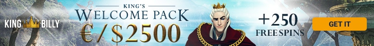 King Billy Casino C$5 No Deposit FREE Chip and C$2500 Bonus plus 250 FREE Spins Welcome Package