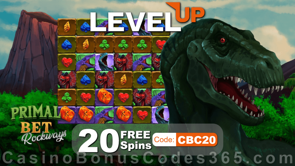 LevelUp Casino 20 FREE Mascot Primal Bet. Rockways Spins Exclusive No Deposit Promotion